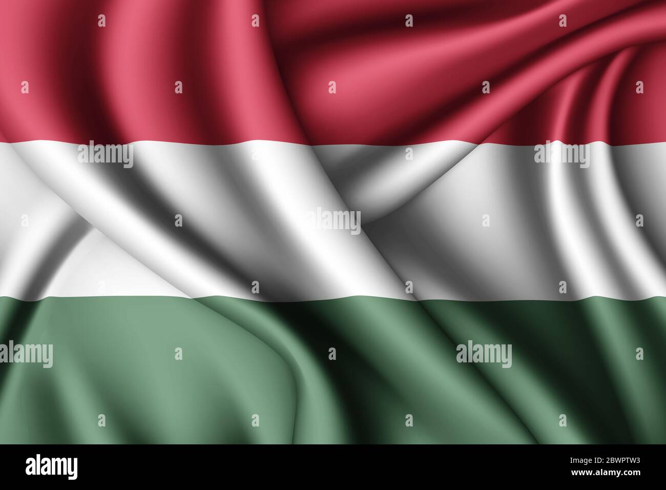 rendering 3d con bandiera di seta ondulata dell'Ungheria Foto Stock