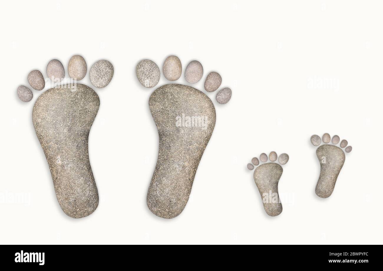 Piedi grandi e piccoli, isolati Foto Stock