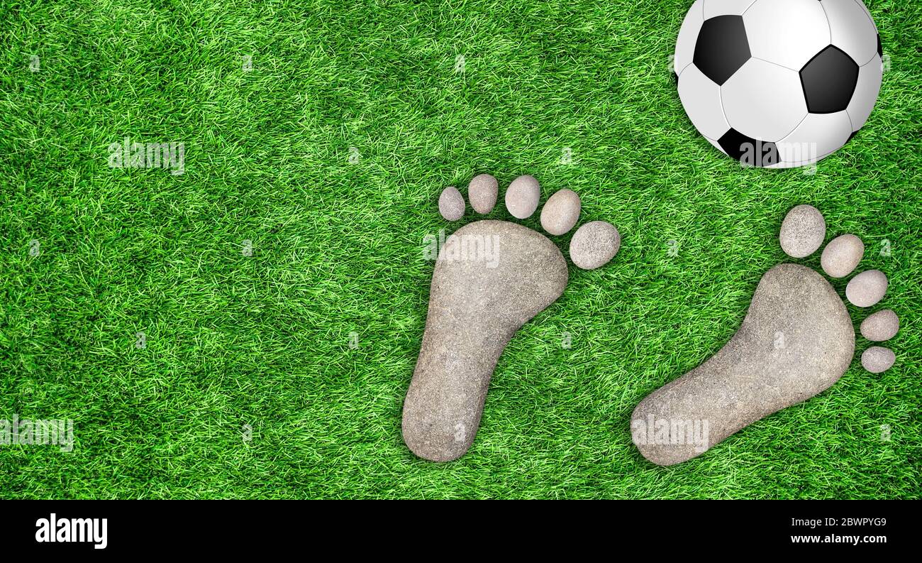Pietre come passi per il gioco di calcio Foto Stock
