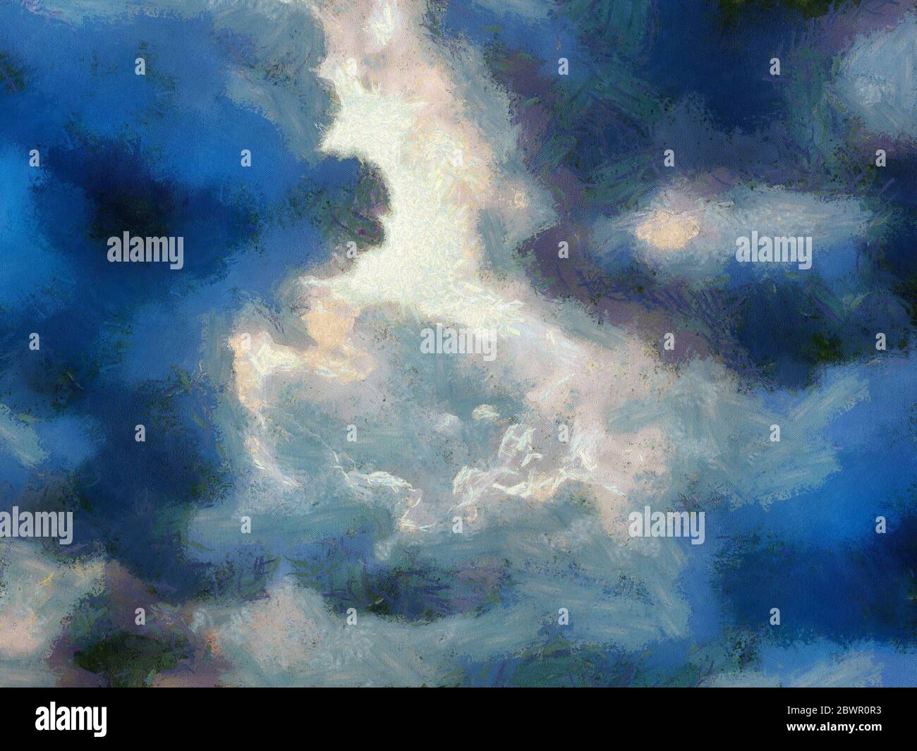 Sole, cielo, nuvole le illustrazioni creano uno stile impressionista di  pittura Foto stock - Alamy