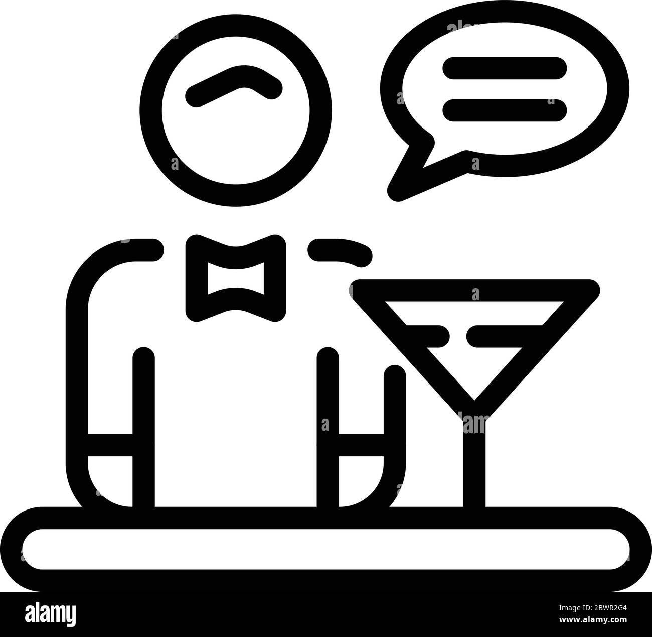 Icona cocktail Butler, stile contorno Illustrazione Vettoriale