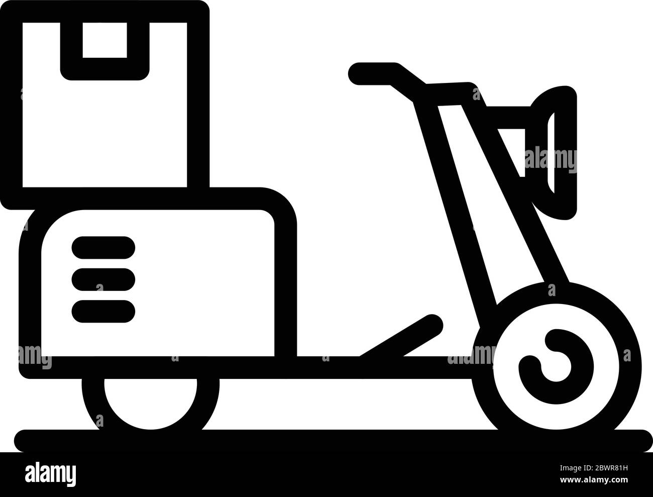 Icona di consegna scooter Courier, stile profilo Illustrazione Vettoriale