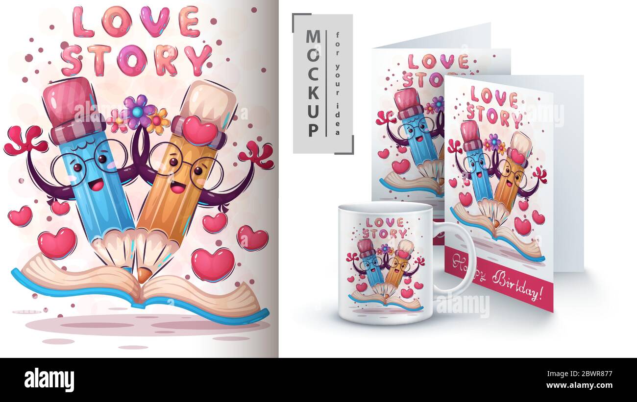 Poster e merchandising della storia d'amore Illustrazione Vettoriale