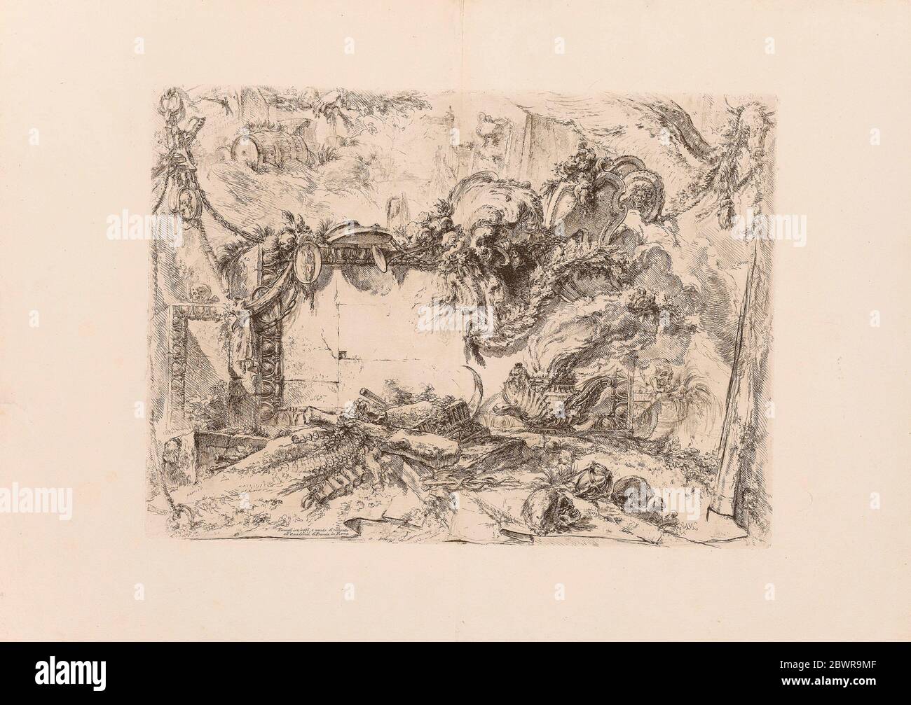 Autore: Giovanni Battista Piranesi. La tavoletta monumentale - 1750 - Giovanni Battista Piranesi Italian, 1720-1778. Incisione su carta pesante avorio. Foto Stock