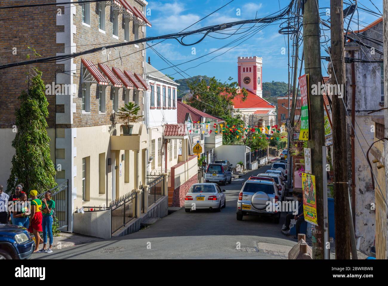Vista della Chiesa Parrocchiale di St Georges a St George's, Grenada, Isole Windward, Indie Occidentali, Caraibi, America Centrale Foto Stock