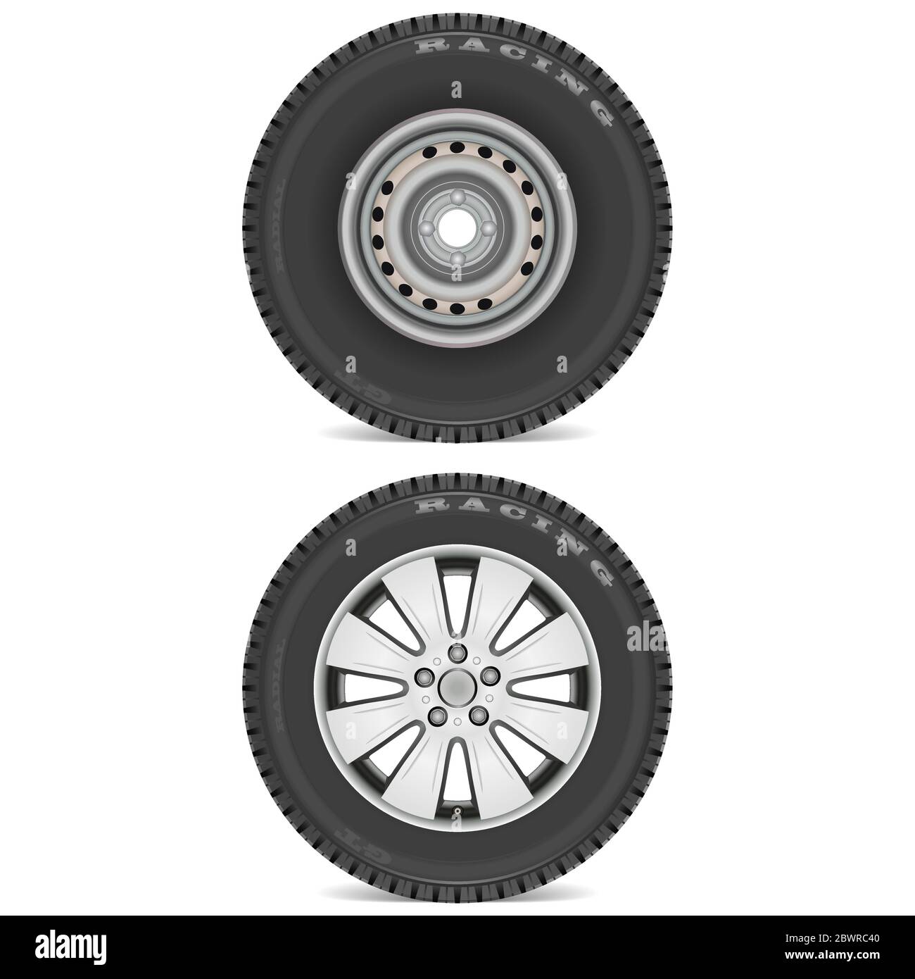 Due dischi ruota per auto. Illustrazione vettoriale Illustrazione Vettoriale