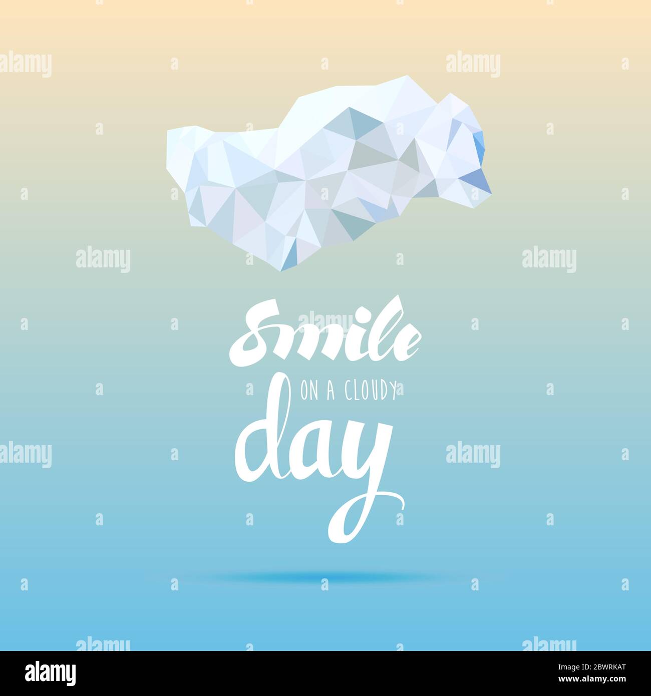 Sorriso su una scritta nuvolosa giorno basso illustrazione poly Illustrazione Vettoriale