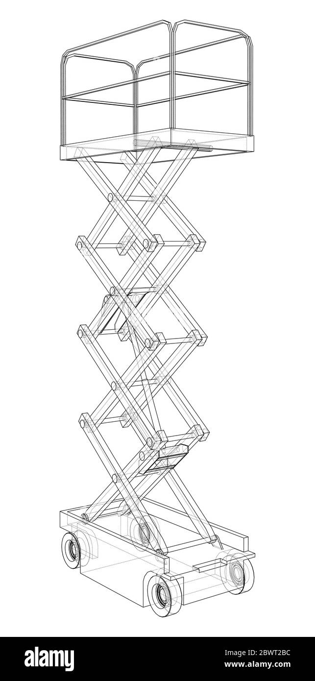 Profilo del concetto di sollevamento a forbice. Vettore Illustrazione Vettoriale
