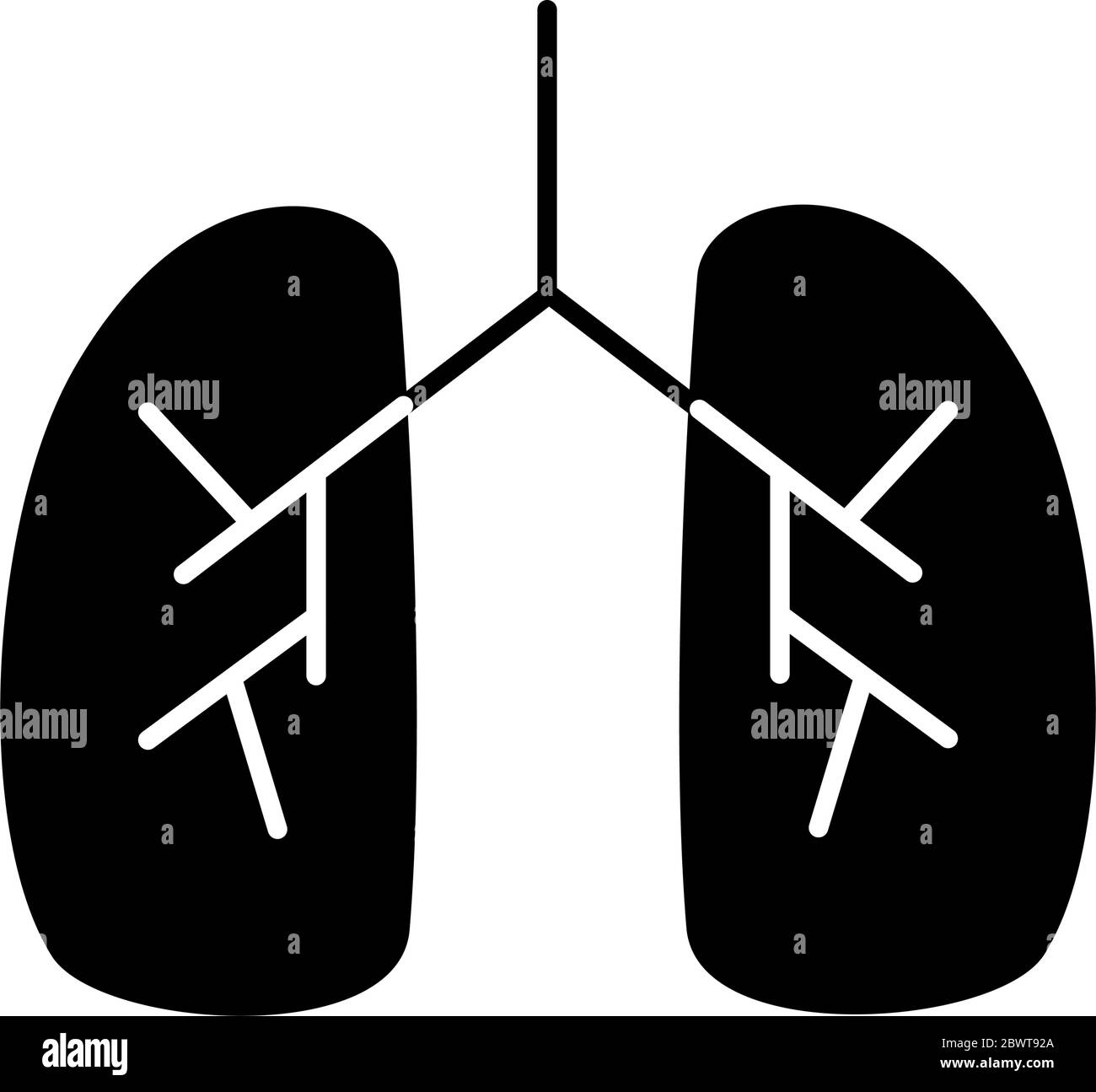 polmoni umani con icona stile covid19 silhouette Illustrazione Vettoriale