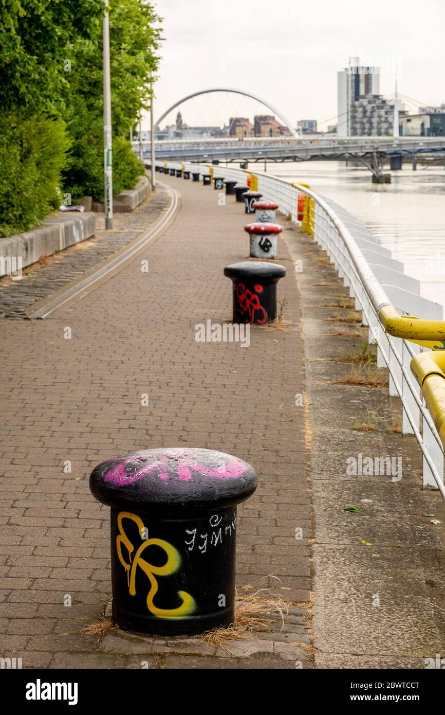 Clyde Walkway & Cycle Route, Glasgow City Centre, Scozia, Regno Unito Foto Stock