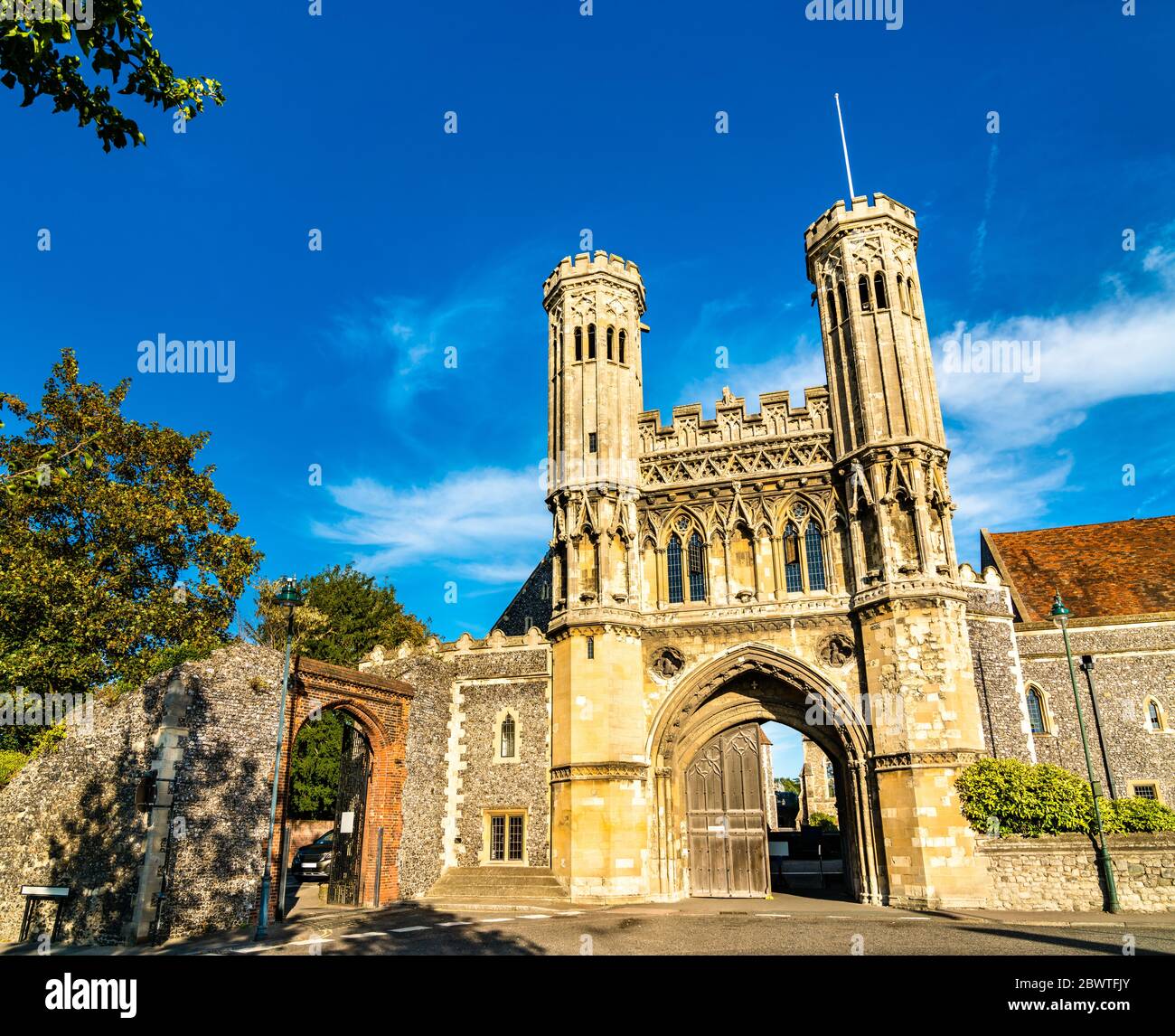 La porta Fyndon dell'abbazia di St. Augustine a Canterbury, Inghilterra Foto Stock