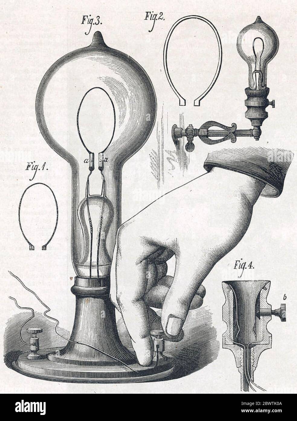 THOMAS EDISON (1847-1931) inventore americano. Uno schema a 1880° della sua lampada elettrica Foto Stock