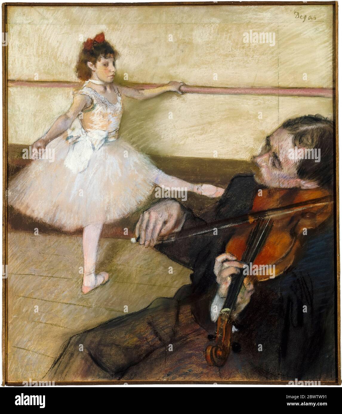 Edgar Degas, la lezione di danza (violino), disegno pastello, circa 1879 Foto Stock