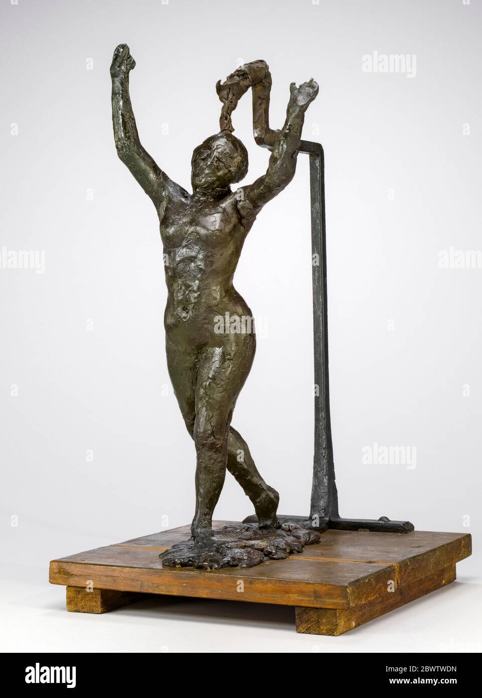 Edgar Degas, Dancer in movimento in avanti, Arms Raised, scultura, 1885-1890 Foto Stock