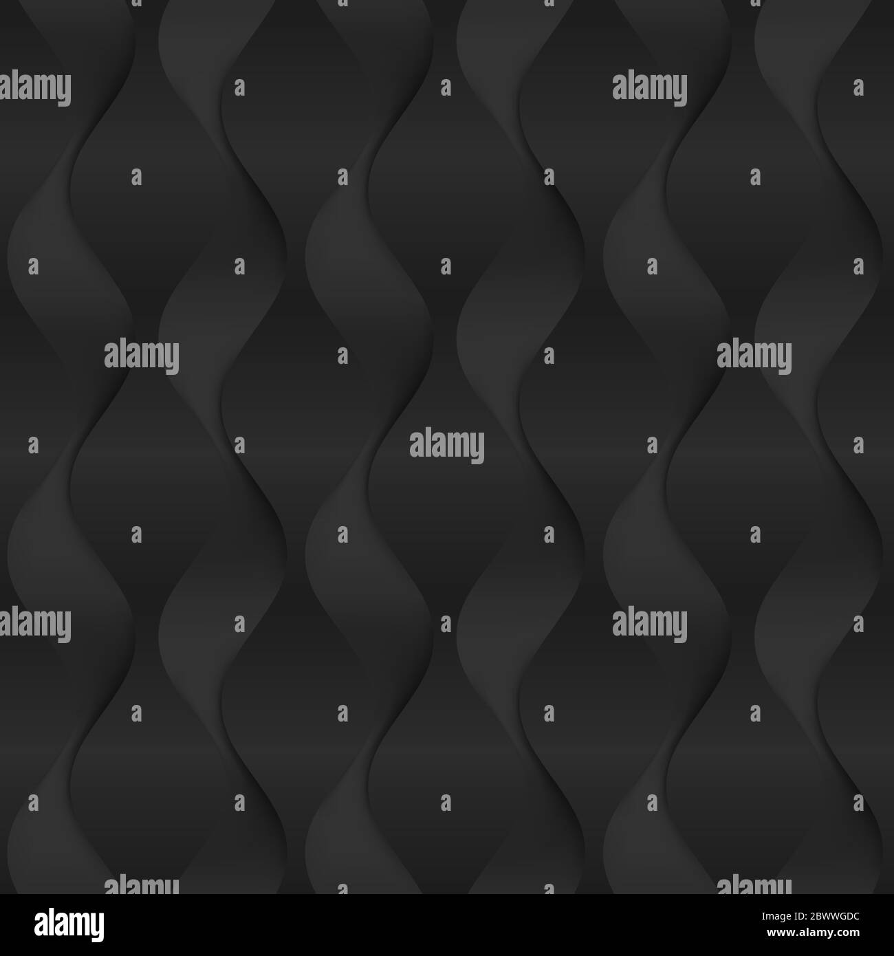 Texture nera senza cuciture. Sfondo ondulato. Decorazione parete interna. Schema del pannello parete interna vettoriale. Illustrazione Vettoriale