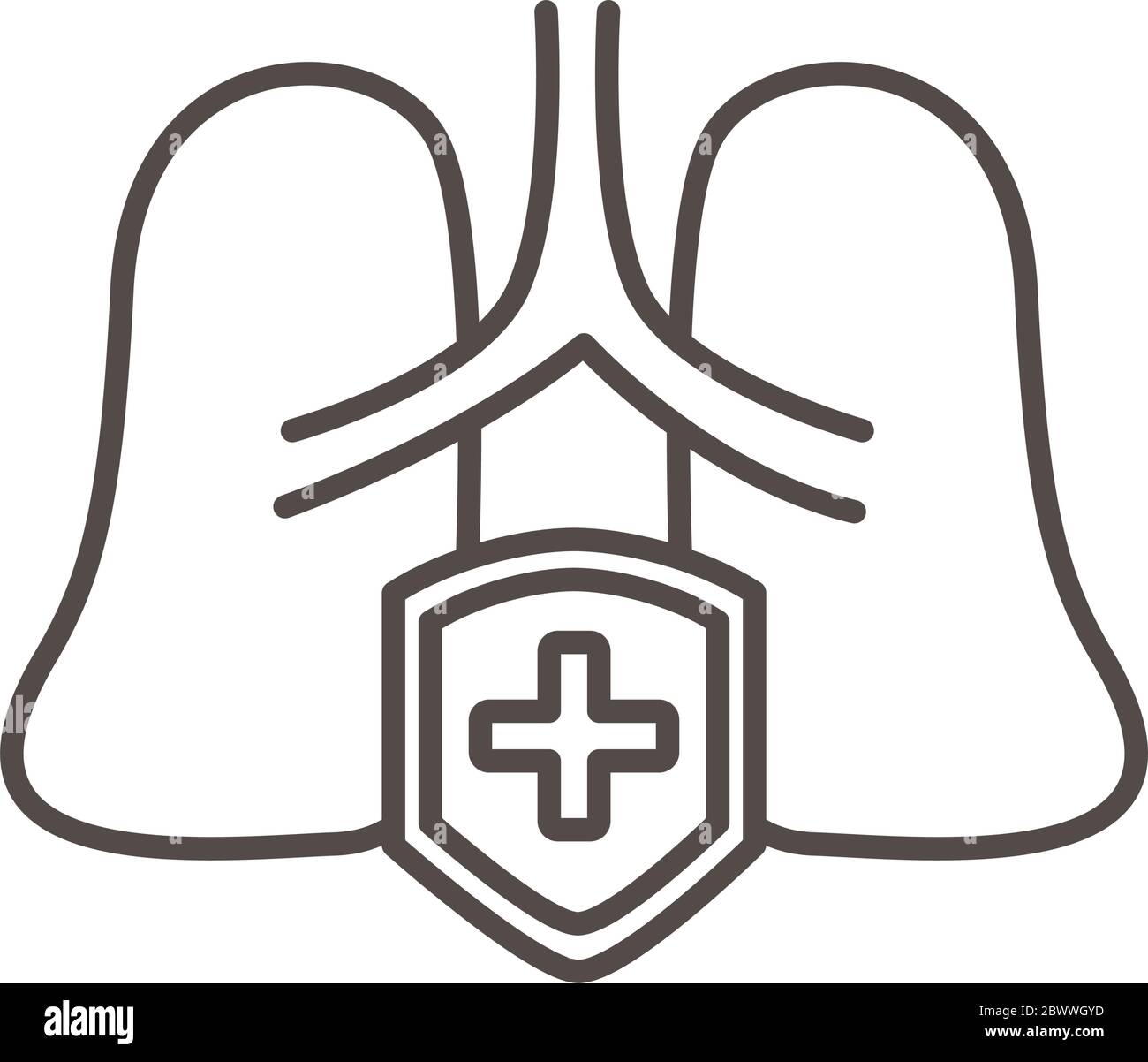 polmoni umani con icona di stile linea di schermatura Illustrazione Vettoriale