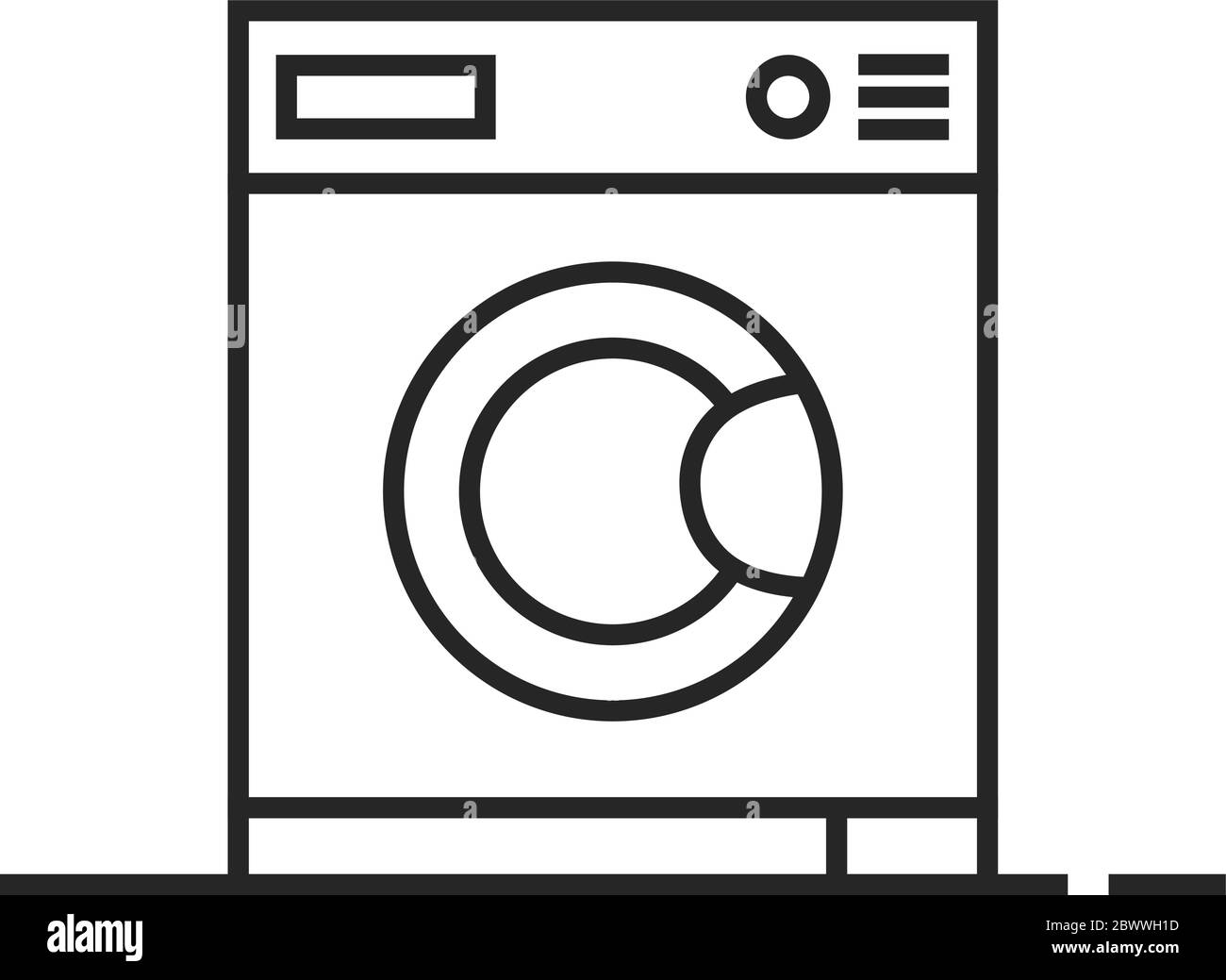icona della lavatrice nera a linee sottili Illustrazione Vettoriale