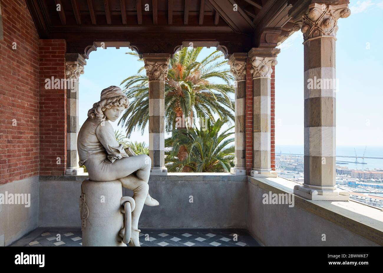 Italia, Genova. Statua di Cristoforo Colombo giovane. Foto Stock