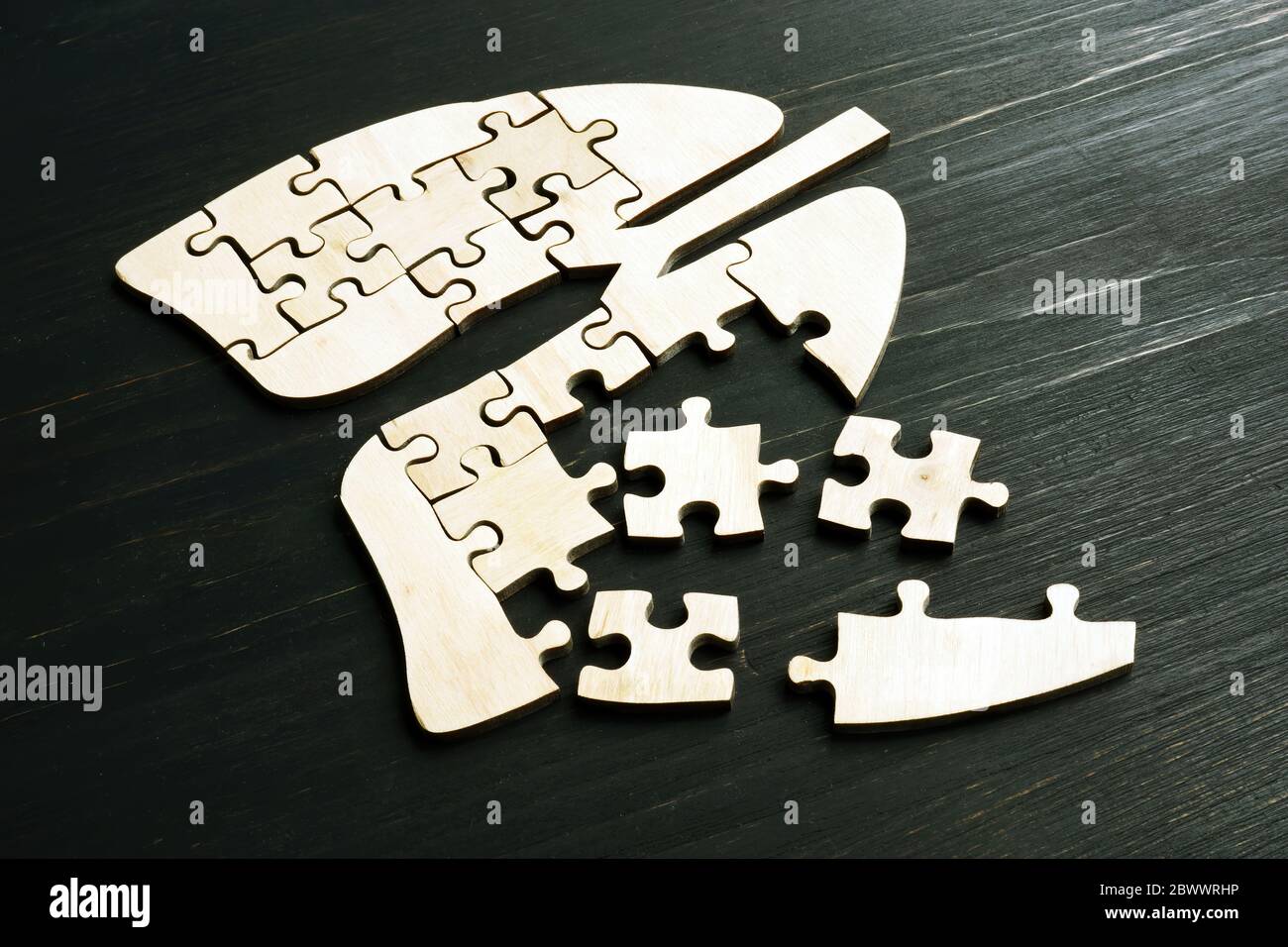Puzzle nella forma polmonare. Malattie respiratorie come un concetto di cancro. Foto Stock