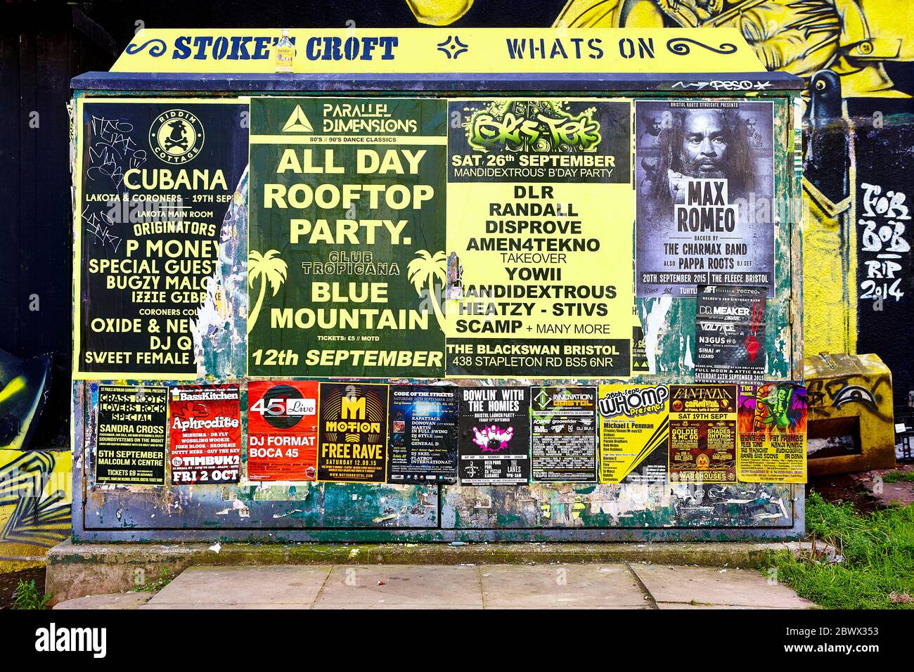 Poster di concerti e musica a Bristol, Inghilterra, Regno Unito Foto Stock