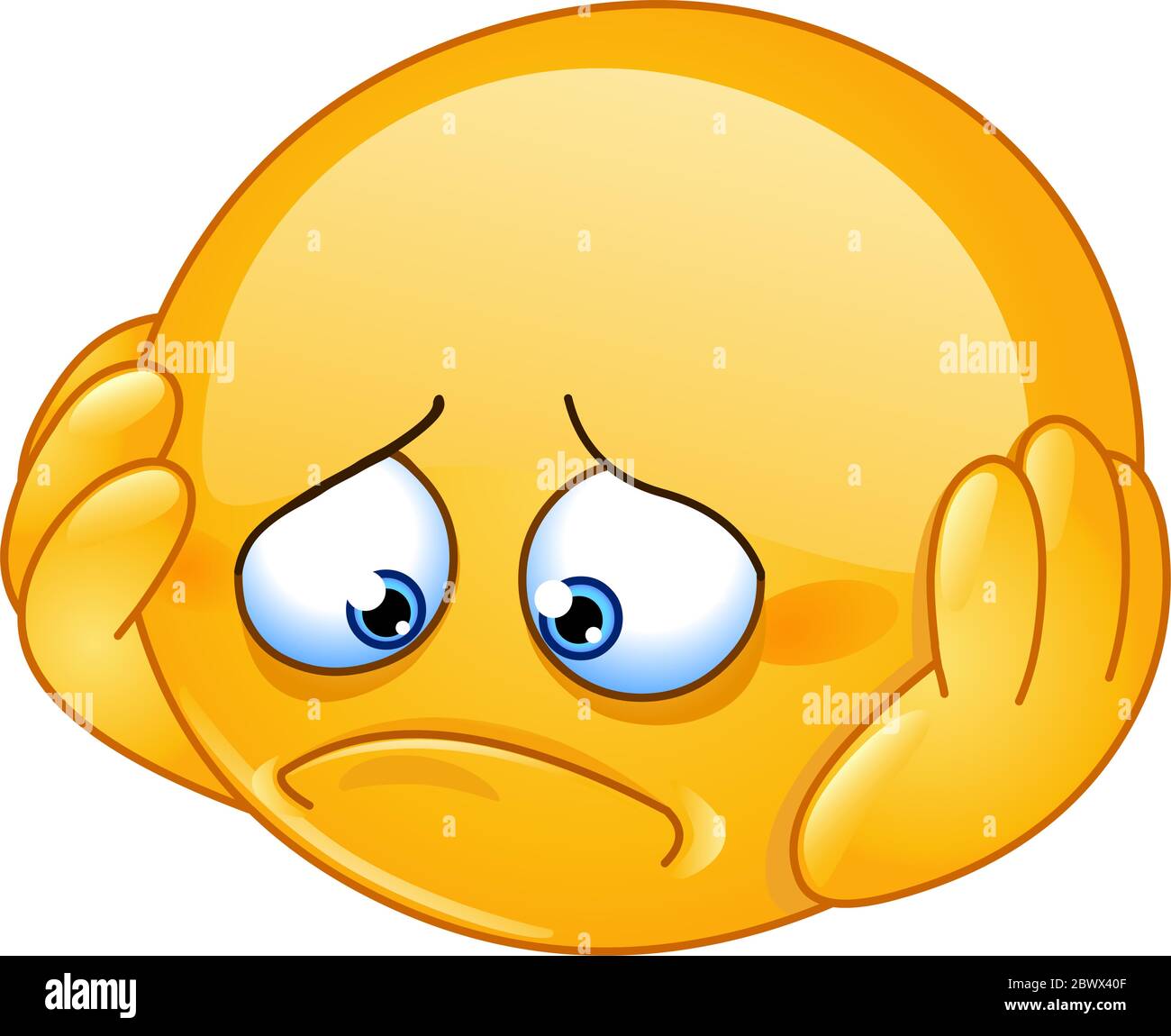 Emoticon depressa e triste con mani sul viso Immagine e Vettoriale - Alamy