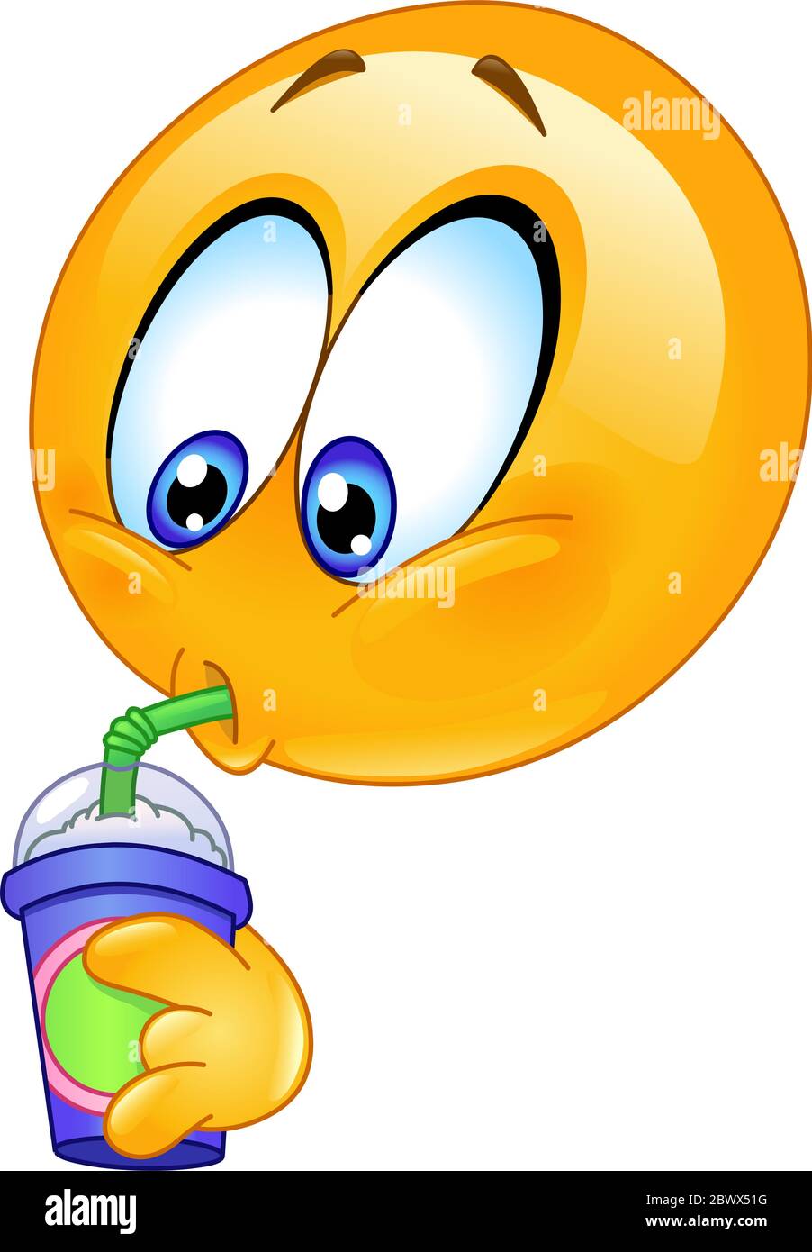 Emoticon beve soda da una tazza monouso Illustrazione Vettoriale