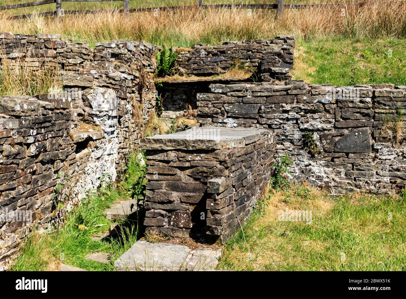 Le rovine di Hartley House, Haslingden Grane. Foto Stock