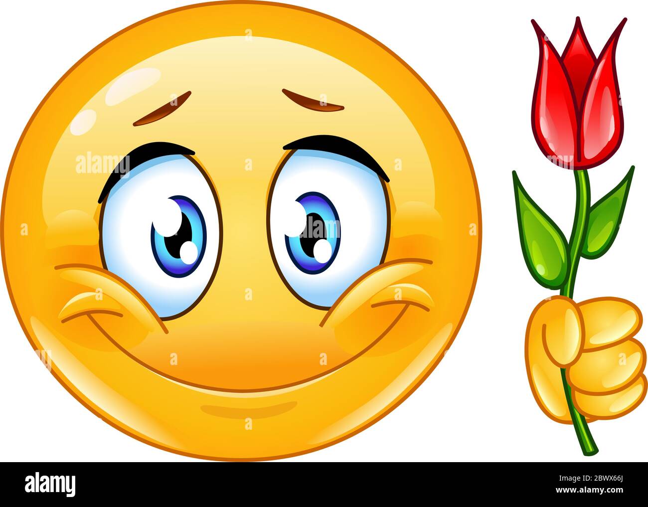 Emoticon con fiore Illustrazione Vettoriale