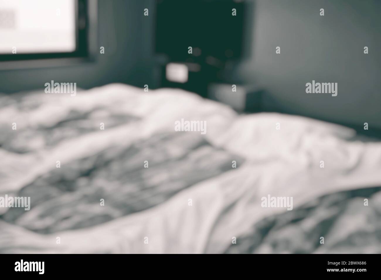 Bianco sfocato giapponese sfondo interno camera da letto. Foto Stock