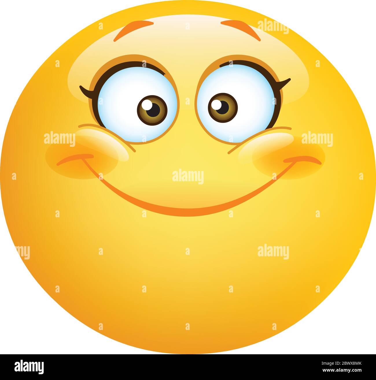 Felice simpatico emoticon femminile sorridente Illustrazione Vettoriale