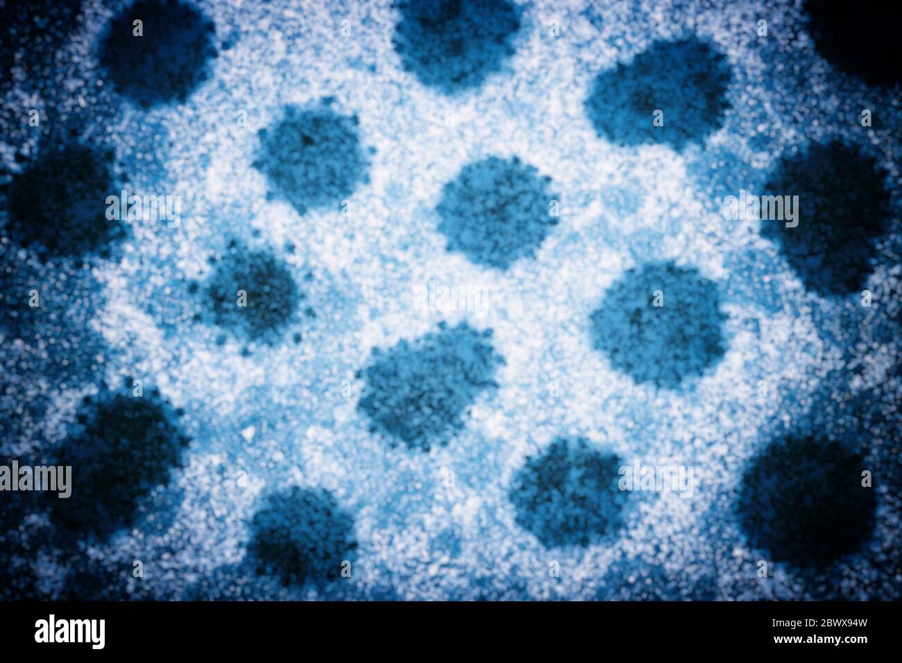 Visione astratta offuscata del concetto di epidemia di Coronavirus background. Foto Stock