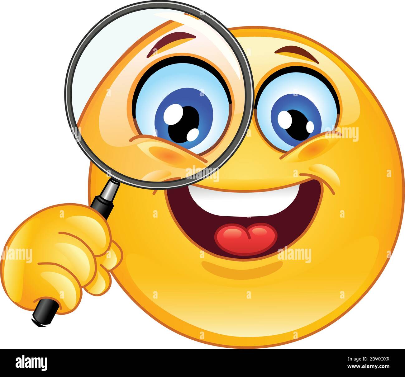 Emoticon con una lente di ingrandimento Immagine e Vettoriale - Alamy