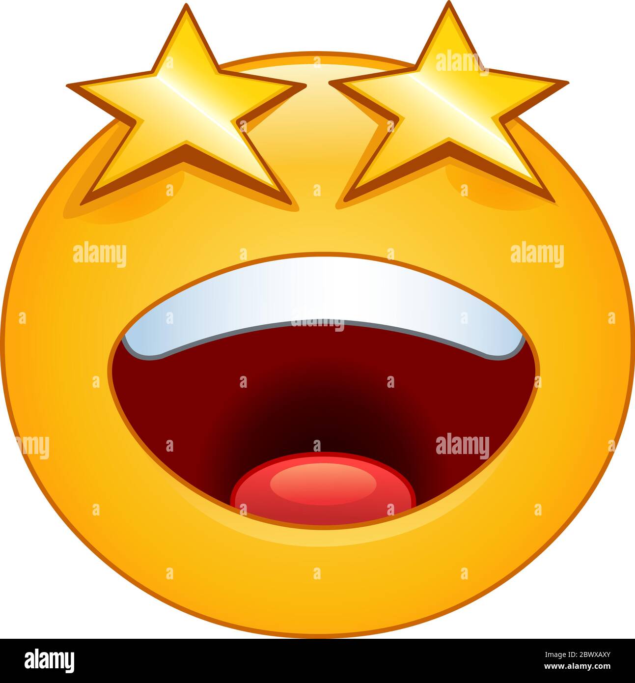 Emoticon felice con occhi stellari Illustrazione Vettoriale