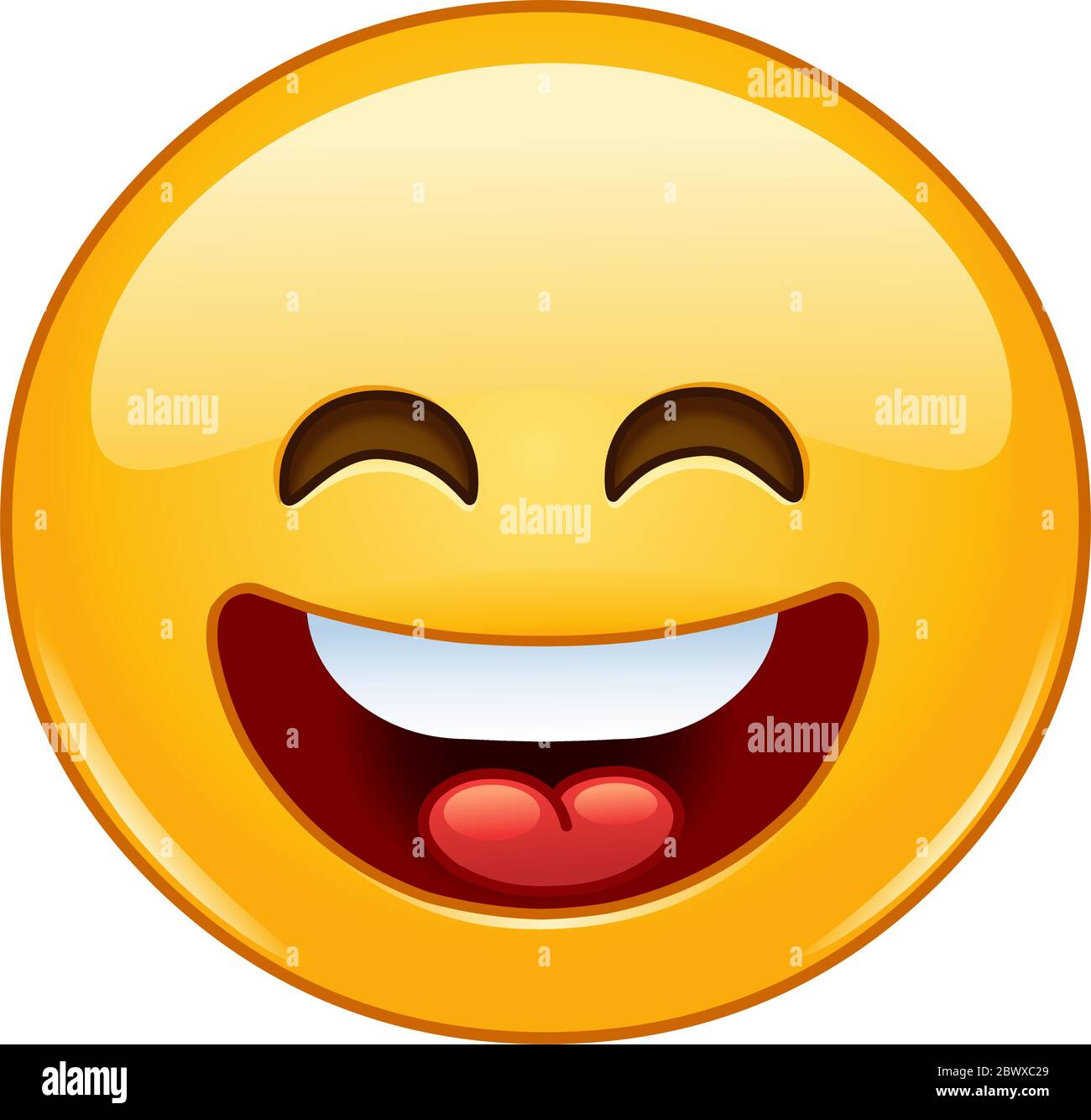 Emoticon sorridente con bocca aperta e occhi sorridenti Illustrazione Vettoriale