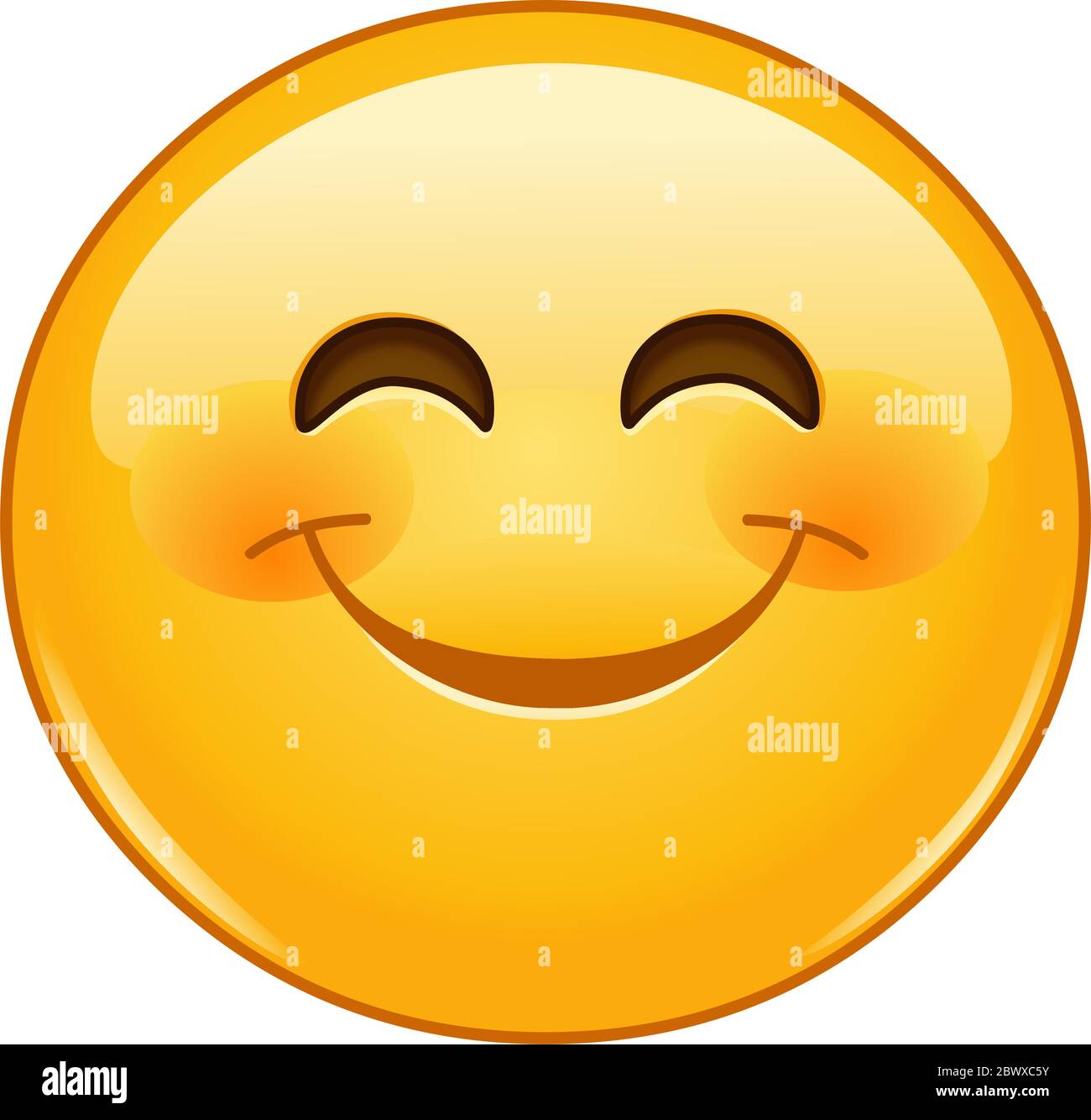 Emoticon sorridente con occhi sorridenti e guance rosee Illustrazione Vettoriale