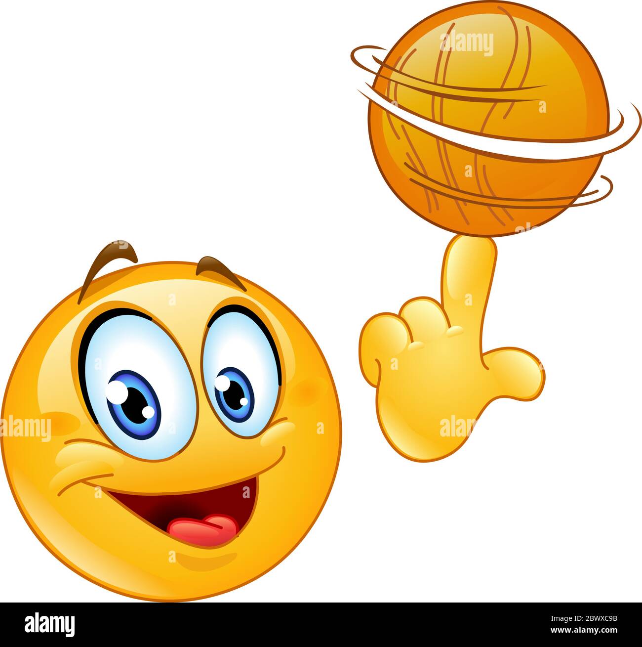 Emoticon che gira un basket sul dito Illustrazione Vettoriale