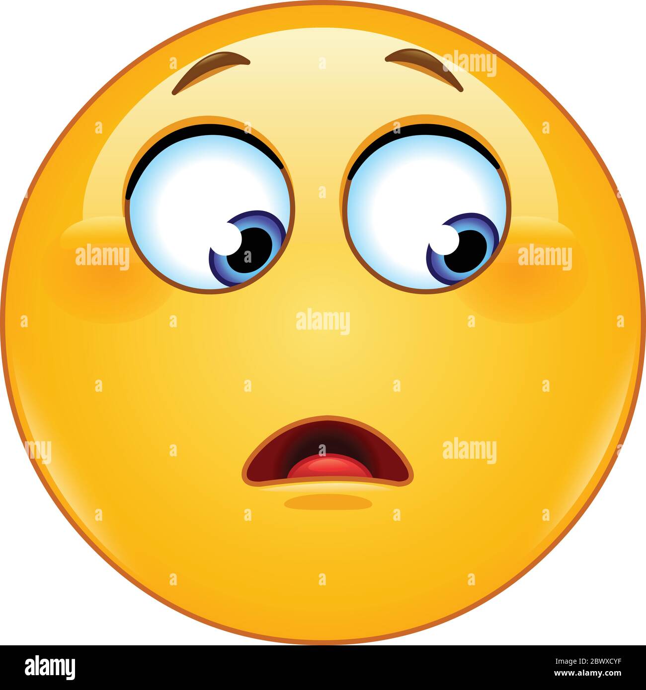Emoticon emoji con una meraviglia o un'espressione sorpresa guardando al lato Illustrazione Vettoriale