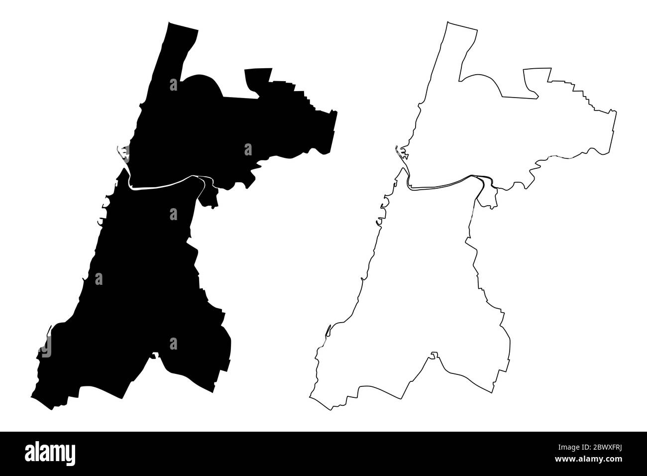 Mappa di Tel Aviv (Stato di Israele) illustrazione vettoriale, schizzo della città di Tel Aviv-Yafo mappa Illustrazione Vettoriale