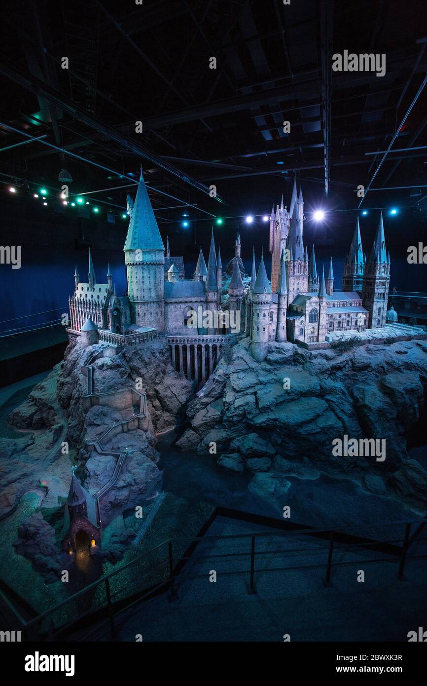 Scene interne del castello di Hogwarts stanza modello Harry Potter World Warner Bros Studio Tour Leavesden WatfordHarry Potter, tour studio, backstage, oggetto Foto Stock