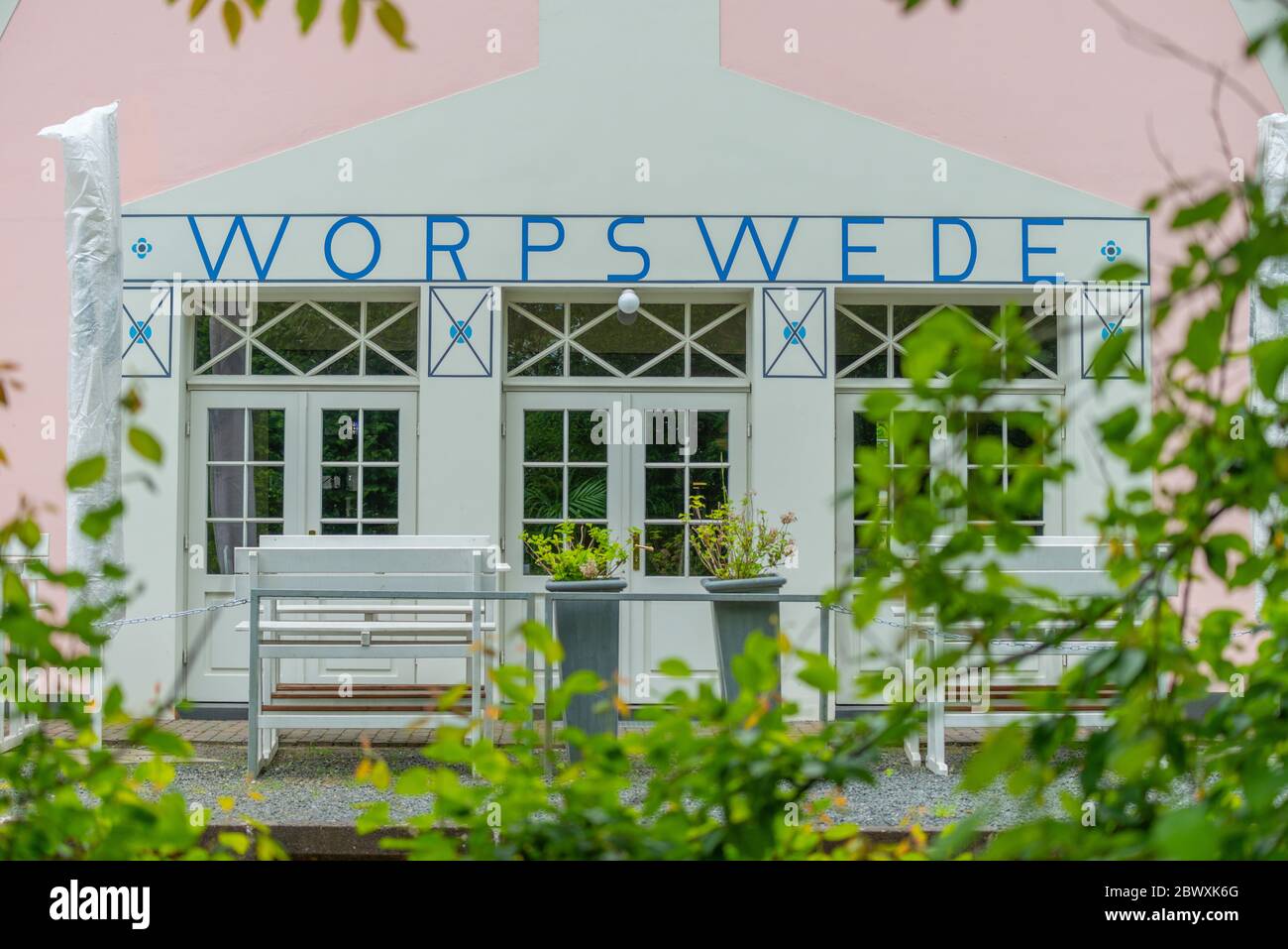 Stazione Art Nouveau Worpswede design di Heinrich Vogeler, Künstlerdorf o villaggio d'artisti, Worpswede, distretto Osterholz, bassa Sassonia, Germania Foto Stock