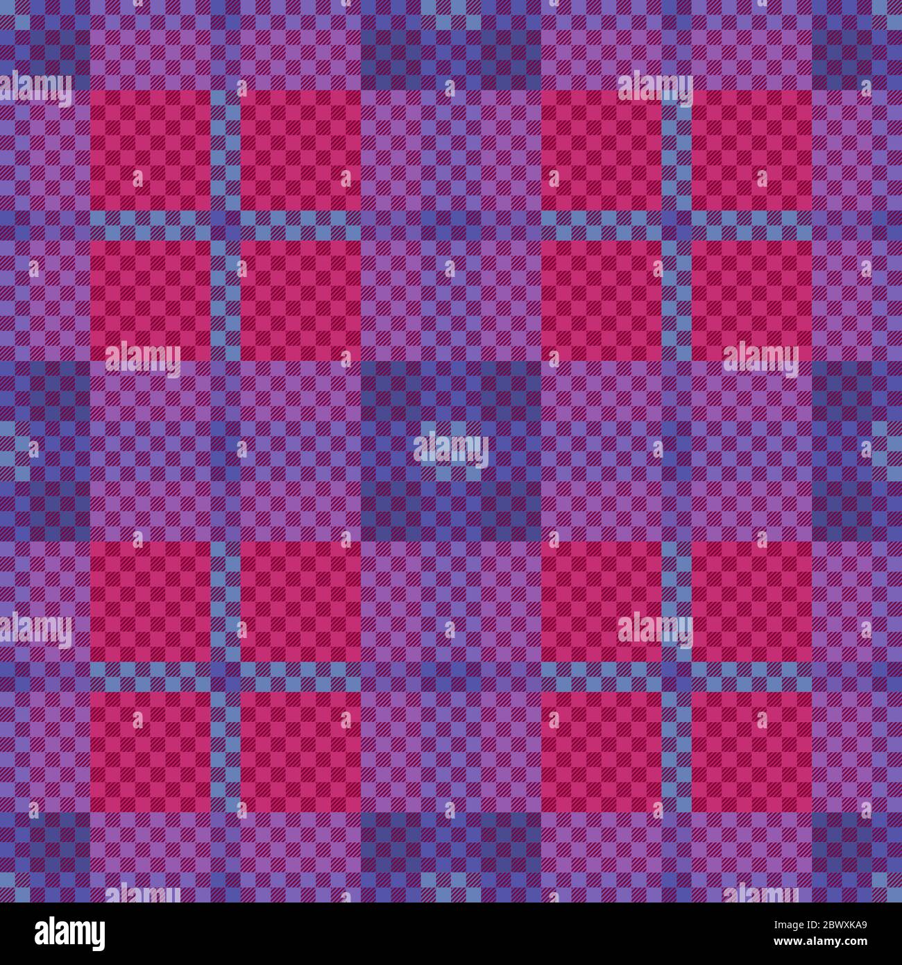 Motivo scozzese senza cuciture principalmente in tonalità viola e rosa, texture per camicia in flanella, plaid, tovaglie, abiti, biancheria da letto, coperte e altre t Illustrazione Vettoriale