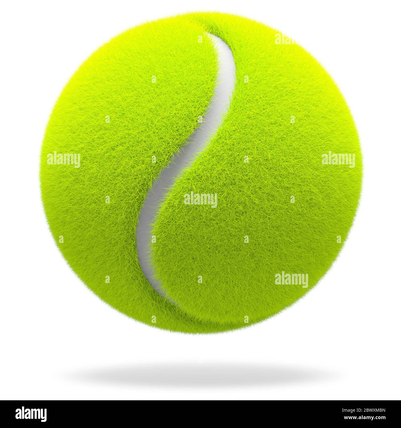 Palla da tennis a forma di Yin e Yang che rimbalza su uno sfondo bianco. Primo piano. Isolato Foto Stock