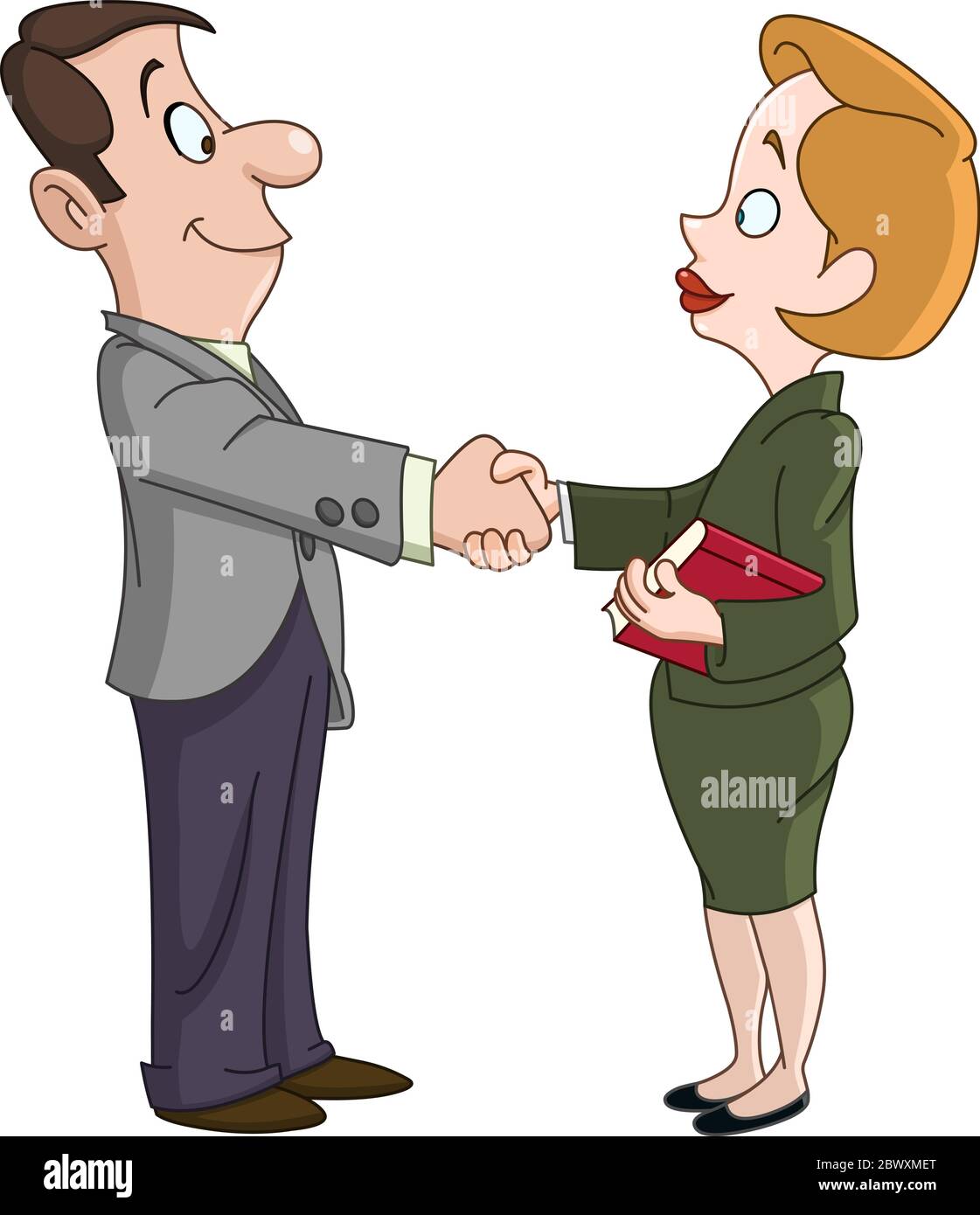 Business l uomo e la donna si stringono la mano Illustrazione Vettoriale
