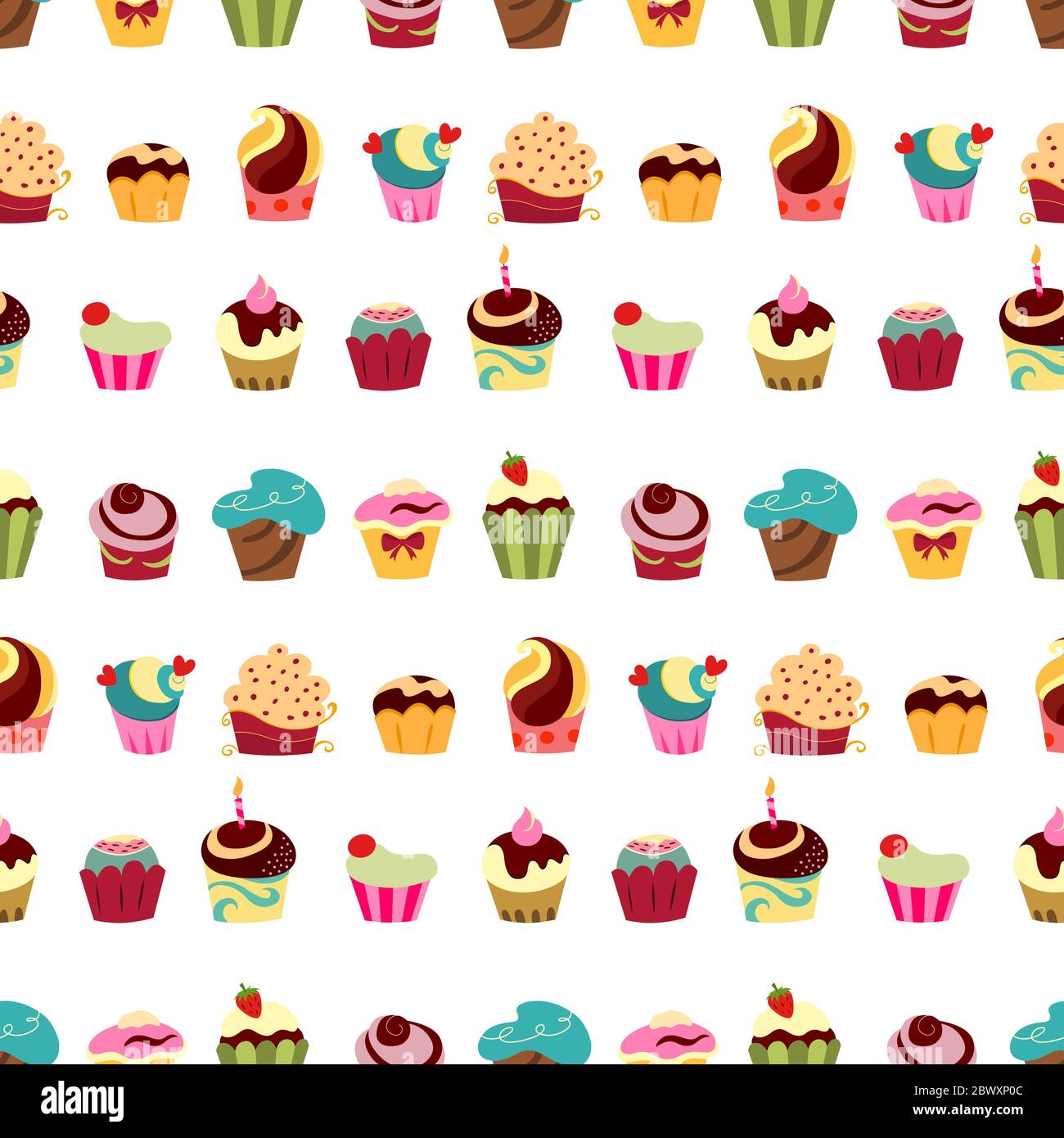 Cupcakes colorato motivo senza cuciture Illustrazione Vettoriale