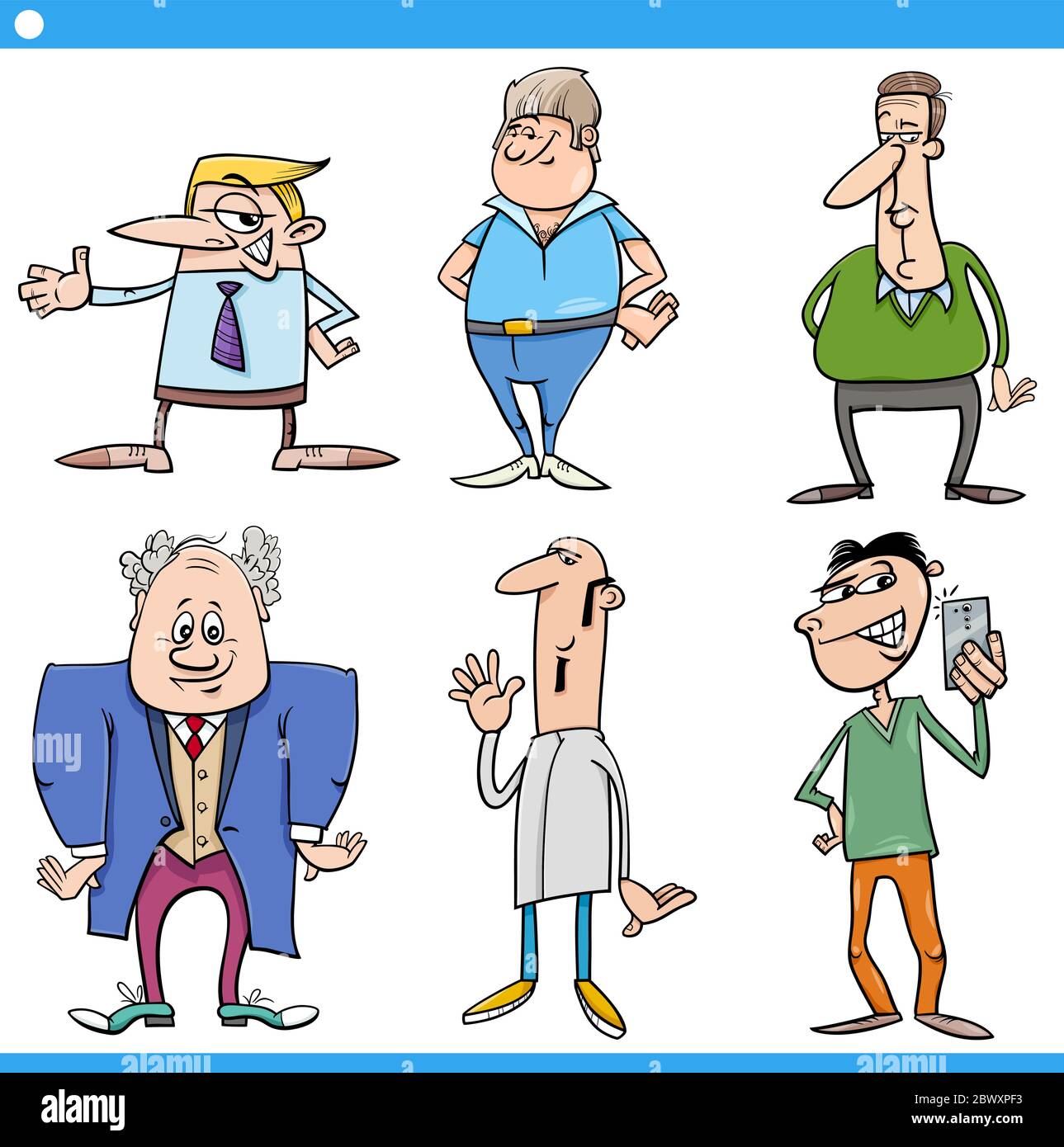 Illustrazione di Cartoon Set di personaggi Funny Men People Illustrazione Vettoriale