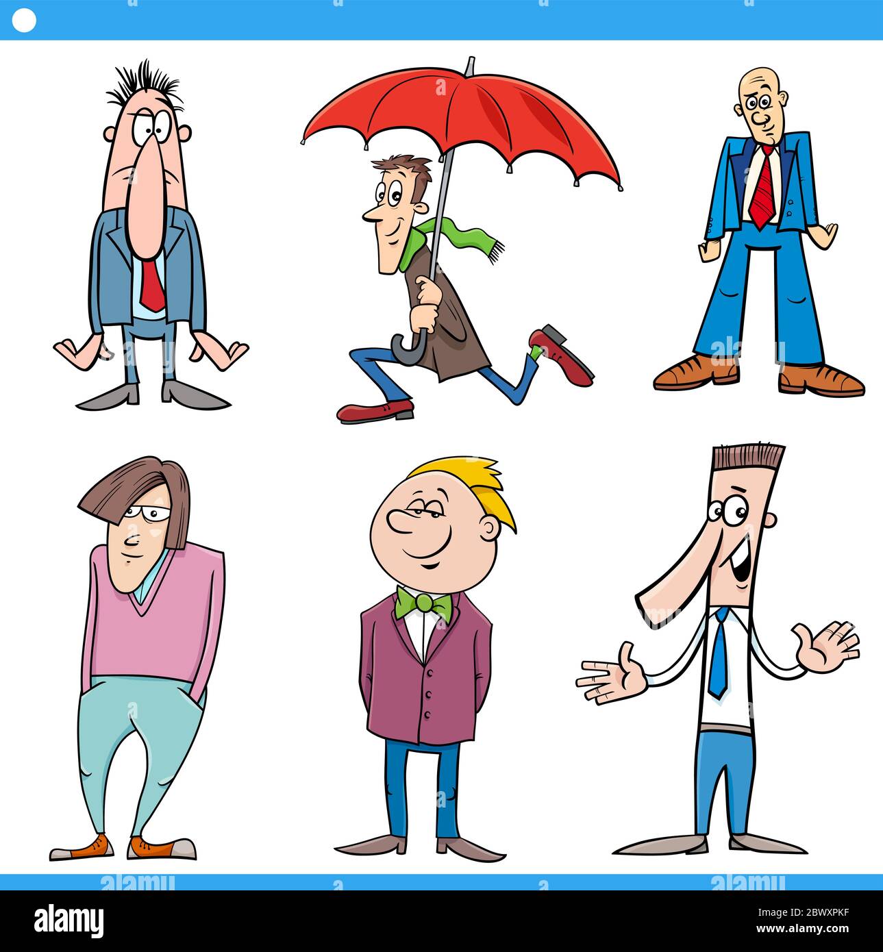 Cartoon illustrazione serie di divertenti personaggi uomini Illustrazione Vettoriale
