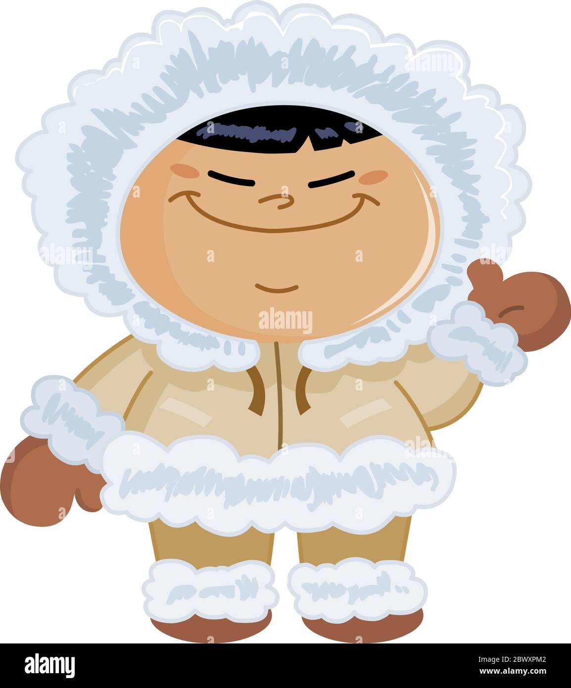 Eskimo bambino che sventola ciao Illustrazione Vettoriale