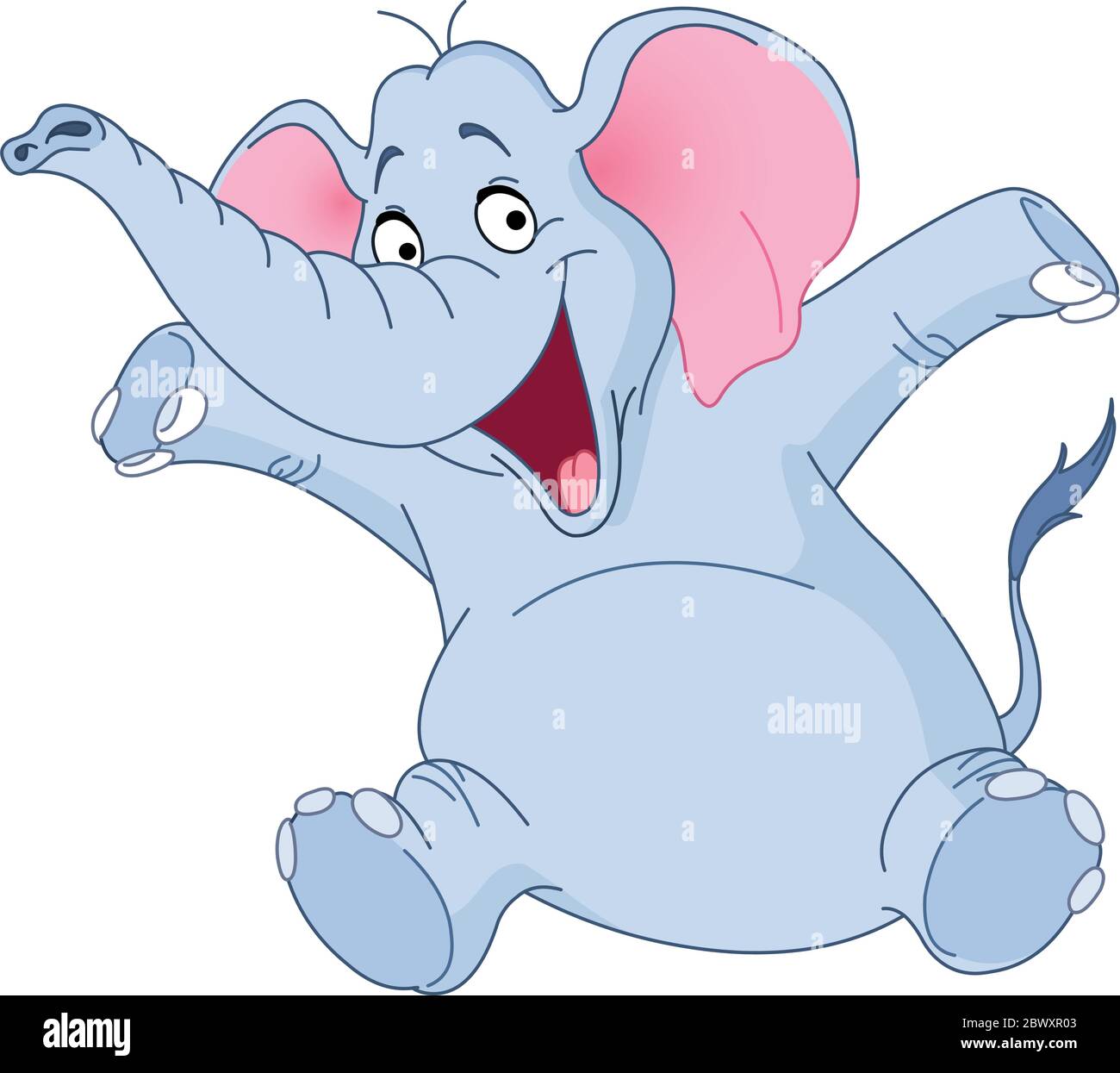 Elefante allegro alzando le mani Illustrazione Vettoriale