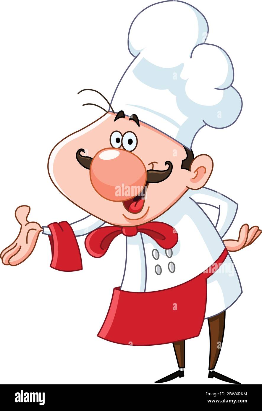Chef cordiale che si presenta con la mano Illustrazione Vettoriale