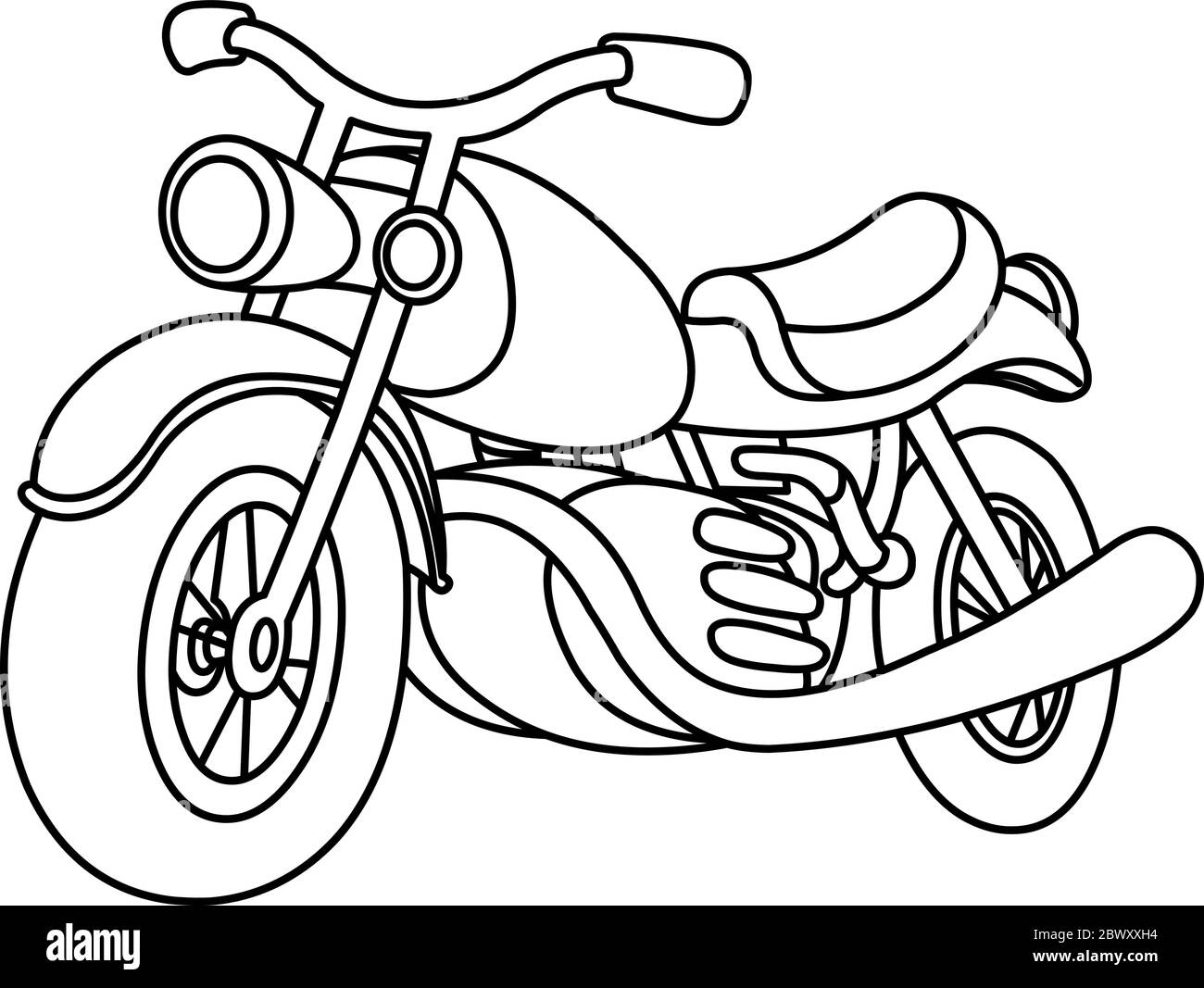 Moto delineato. Pagina di colorazione dell'illustrazione grafica vettoriale. Illustrazione Vettoriale